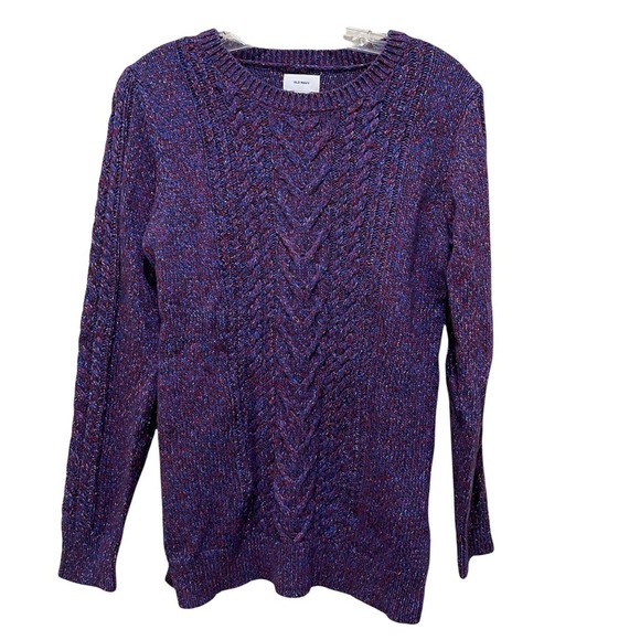 Old Navy Cable Knit Crew Neck Sweater Purple Size Large - Picture 2 of 8